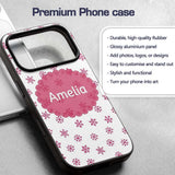 Simple Pink Snowflake Polka Dot Winter Seamless Custom Name Protective Phone Case Mobile Cover Durable Everyday Smartphone Shock Resistant