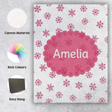 Personalised Name Simple Pink Snowflake Custom  Modern Room Accent Elegant Feature Canvas Wall Art Print Decor Picture Ready to Hang