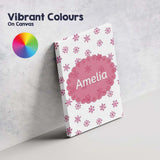 Personalised Name Simple Pink Snowflake Custom  Modern Room Accent Elegant Feature Canvas Wall Art Print Decor Picture Ready to Hang