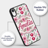 Watercolor Poinsettia Berry Pine Printed Design Custom Name Protective Phone Case Mobile Cover Durable Everyday Smartphone Shock Resistant