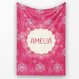 Elegant Red Snowflake Winter Holiday Seamless Pattern Lovely  Personalised Custom Name Super Soft Fleece Blanket Bed Sofa Throw