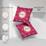 Custom Name Elegant Red Snowflake Winter Holiday Seamless Lovely Square Filled Cushion Throw Pillow Sofa Bed Home Decor Zip Washable UK Made