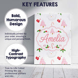 Personalised Name Cute Christmas Dove Holly Custom  Bespoke Interior Contemporary Canvas Wall Art Print Decor Picture Ready to Hang