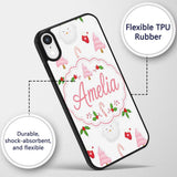 Cute Christmas Dove Holly Candy Cane Seamless Custom Name Protective Phone Case Mobile Cover Durable Everyday Smartphone Shock Resistant