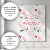 Personalised Name Cute Christmas Dove Holly Custom  Bespoke Interior Contemporary Canvas Wall Art Print Decor Picture Ready to Hang