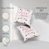 Custom Name Christmas Dove Holly Candy Cane Seamless Pattern Square Filled Cushion Throw Pillow Sofa Bed Home Decor Zip Washable UK Made