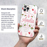 Cute Christmas Dove Holly Candy Cane Seamless Custom Name Protective Phone Case Mobile Cover Durable Everyday Smartphone Shock Resistant