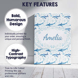 Personalised Name Watercolor Blue Dolphin Seaweed Seamless Pattern Custom  Unique Canvas Wall Art Print Decor Picture Ready to Hang