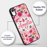 Cute Christmas Cats Gifts Baubles Holly Seamless Custom Name Protective Phone Case Mobile Cover Durable Everyday Smartphone Shock Resistant