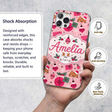 Cute Christmas Cats Gifts Baubles Holly Seamless Custom Name Protective Phone Case Mobile Cover Durable Everyday Smartphone Shock Resistant