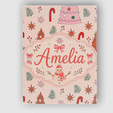 Personalised Name Cute Hand Drawn Christmas Custom  Bespoke Interior Contemporary Canvas Wall Art Print Decor Picture Ready to Hang