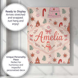 Personalised Name Cute Hand Drawn Christmas Custom  Bespoke Interior Contemporary Canvas Wall Art Print Decor Picture Ready to Hang