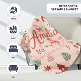 Cute Hand Drawn Christmas Trees Candy Cane Seamless Pattern Lovely  Personalised Custom Name Super Soft Fleece Blanket Bed Sofa Throw