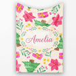 Watercolor Christmas Poinsettia Gift Seamless Pattern Lovely  Personalised Custom Name Super Soft Fleece Blanket Bed Sofa Throw