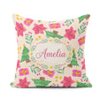 Custom Name Watercolor Christmas Poinsettia Seamless Pattern Square Filled Cushion Throw Pillow Sofa Bed Home Decor Zip Washable UK Made