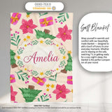 Watercolor Christmas Poinsettia Gift Seamless Pattern Lovely  Personalised Custom Name Super Soft Fleece Blanket Bed Sofa Throw