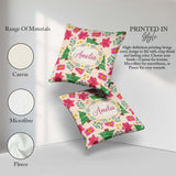 Custom Name Watercolor Christmas Poinsettia Seamless Pattern Square Filled Cushion Throw Pillow Sofa Bed Home Decor Zip Washable UK Made