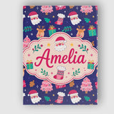 Personalised Name Cute Santa Reindeer Tree Custom  Unique Gift Idea Elegant Feature Canvas Wall Art Print Decor Picture Ready to Hang