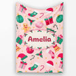 Cute Gingerbread Candy Cane Christmas Seamless Pattern Lovely  Personalised Custom Name Super Soft Fleece Blanket Bed Sofa Throw