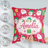Custom Name Cute Santa Snowman Letter Gift Seamless Pattern Idea Square Filled Cushion Throw Pillow Sofa Bed Home Decor Zip Washable UK Made