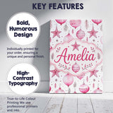 Personalised Name Watercolor Pink Baubles Custom  Unique Gift Idea Elegant Feature Canvas Wall Art Print Decor Picture Ready to Hang