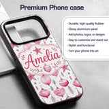 Watercolor Pink Baubles Star Ornament Seamless Custom Name Protective Phone Case Mobile Cover Durable Everyday Smartphone Shock Resistant
