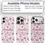 Watercolor Pink Baubles Star Ornament Seamless Custom Name Protective Phone Case Mobile Cover Durable Everyday Smartphone Shock Resistant
