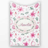 Watercolor Pink Poinsettia Leaves Christmas Seamless Pattern Lovely  Personalised Custom Name Super Soft Fleece Blanket Bed Sofa Throw