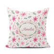 Custom Name Watercolor Pink Poinsettia Leaves Christmas Seamless Square Filled Cushion Throw Pillow Sofa Bed Home Decor Zip Washable UK Made