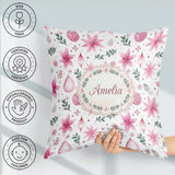 Custom Name Watercolor Pink Poinsettia Leaves Christmas Seamless Square Filled Cushion Throw Pillow Sofa Bed Home Decor Zip Washable UK Made