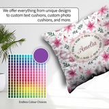 Custom Name Watercolor Pink Poinsettia Leaves Christmas Seamless Square Filled Cushion Throw Pillow Sofa Bed Home Decor Zip Washable UK Made
