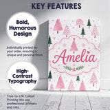 Personalised Name Watercolor Pink Green Custom  Modern Room Accent Elegant Feature Canvas Wall Art Print Decor Picture Ready to Hang