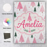 Personalised Name Watercolor Pink Green Custom  Modern Room Accent Elegant Feature Canvas Wall Art Print Decor Picture Ready to Hang