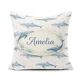 Custom Name Watercolor Blue Beluga Whale Seamless Pattern Marine Square Filled Cushion Throw Pillow Sofa Bed Home Decor Zip Washable UK Made