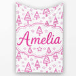 Minimal Pink Christmas Tree Star Seamless Pattern Cute Unique Gift  Personalised Custom Name Super Soft Fleece Blanket Bed Sofa Throw