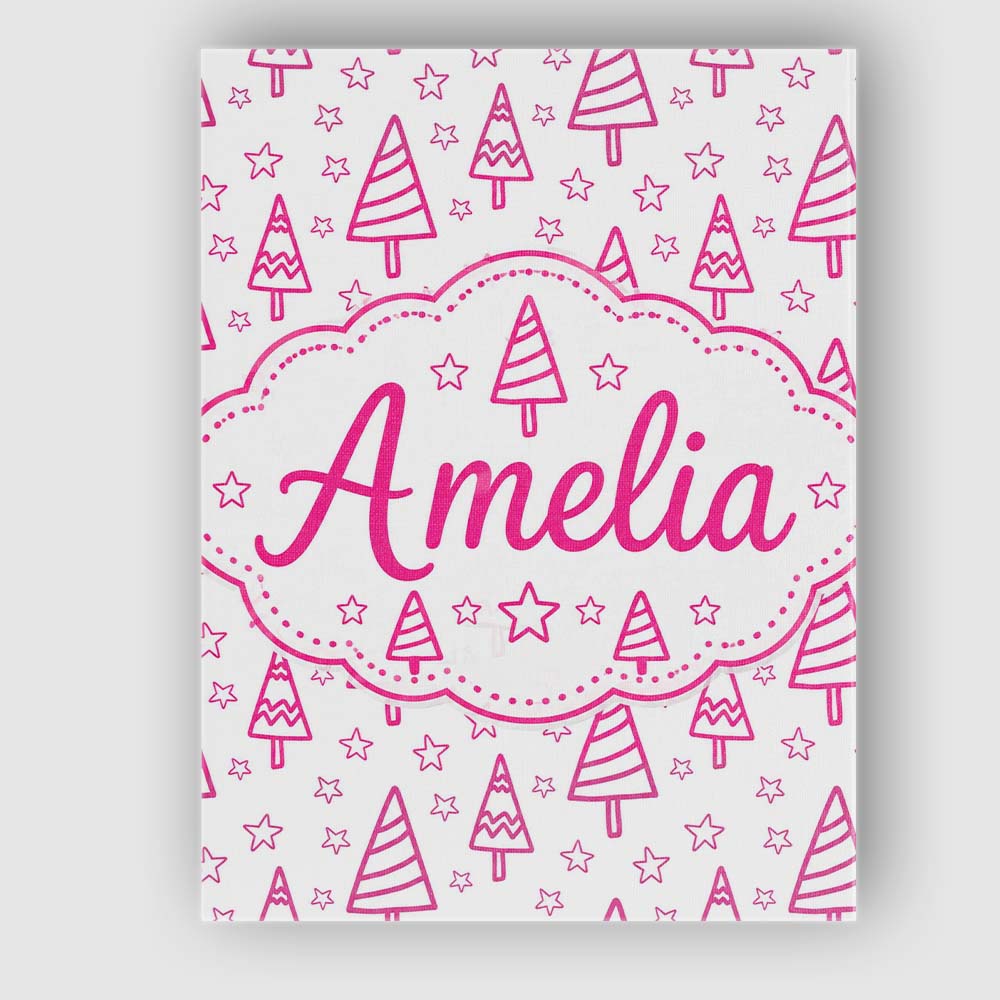 Personalised Name Minimal Pink Christmas Custom  Unique Gift Idea Elegant Feature Canvas Wall Art Print Decor Picture Ready to Hang