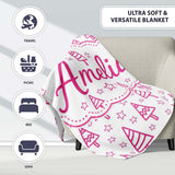 Minimal Pink Christmas Tree Star Seamless Pattern Cute Unique Gift  Personalised Custom Name Super Soft Fleece Blanket Bed Sofa Throw