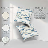 Custom Name Watercolor Blue Beluga Whale Seamless Pattern Marine Square Filled Cushion Throw Pillow Sofa Bed Home Decor Zip Washable UK Made