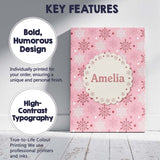 Personalised Name Soft Pink White Snowflake Custom  Bespoke Interior Contemporary Canvas Wall Art Print Decor Picture Ready to Hang