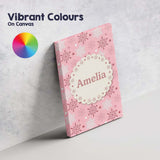 Personalised Name Soft Pink White Snowflake Custom  Bespoke Interior Contemporary Canvas Wall Art Print Decor Picture Ready to Hang