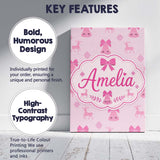 Personalised Name Pink Bell Bow Reindeer Custom  Unique Gift Idea Elegant Feature Canvas Wall Art Print Decor Picture Ready to Hang
