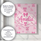 Personalised Name Pink Bell Bow Reindeer Custom  Unique Gift Idea Elegant Feature Canvas Wall Art Print Decor Picture Ready to Hang
