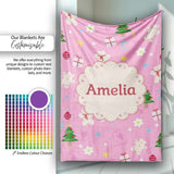 Cute Christmas Gingerbread Tree Candy Star Seamless Pattern Lovely  Personalised Custom Name Super Soft Fleece Blanket Bed Sofa Throw