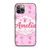 Minimal Pink Reindeer Snowflake Stocking Seamless Custom Name Protective Phone Case Mobile Cover Durable Everyday Smartphone Shock Resistant