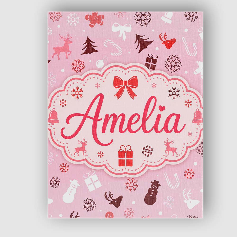 Personalised Name Festive Red White Christmas Custom Unique Gift Idea Modern Room Accent Canvas Wall Art Print Decor Picture Ready to Hang
