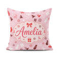 Custom Name Festive Red White Christmas Mixed Seamless Pattern Square Filled Cushion Throw Pillow Sofa Bed Home Decor Zip Washable UK Made