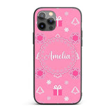 Simple Pink Snowflake Tree Gift Winter Seamless Custom Name Protective Phone Case Mobile Cover Durable Everyday Smartphone Shock Resistant