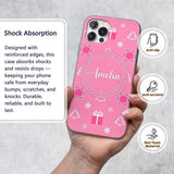 Simple Pink Snowflake Tree Gift Winter Seamless Custom Name Protective Phone Case Mobile Cover Durable Everyday Smartphone Shock Resistant