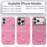 Simple Pink Snowflake Tree Gift Winter Seamless Custom Name Protective Phone Case Mobile Cover Durable Everyday Smartphone Shock Resistant