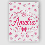 Personalised Name Minimal Pink Snowflake Custom  Unique Gift Idea Elegant Feature Canvas Wall Art Print Decor Picture Ready to Hang